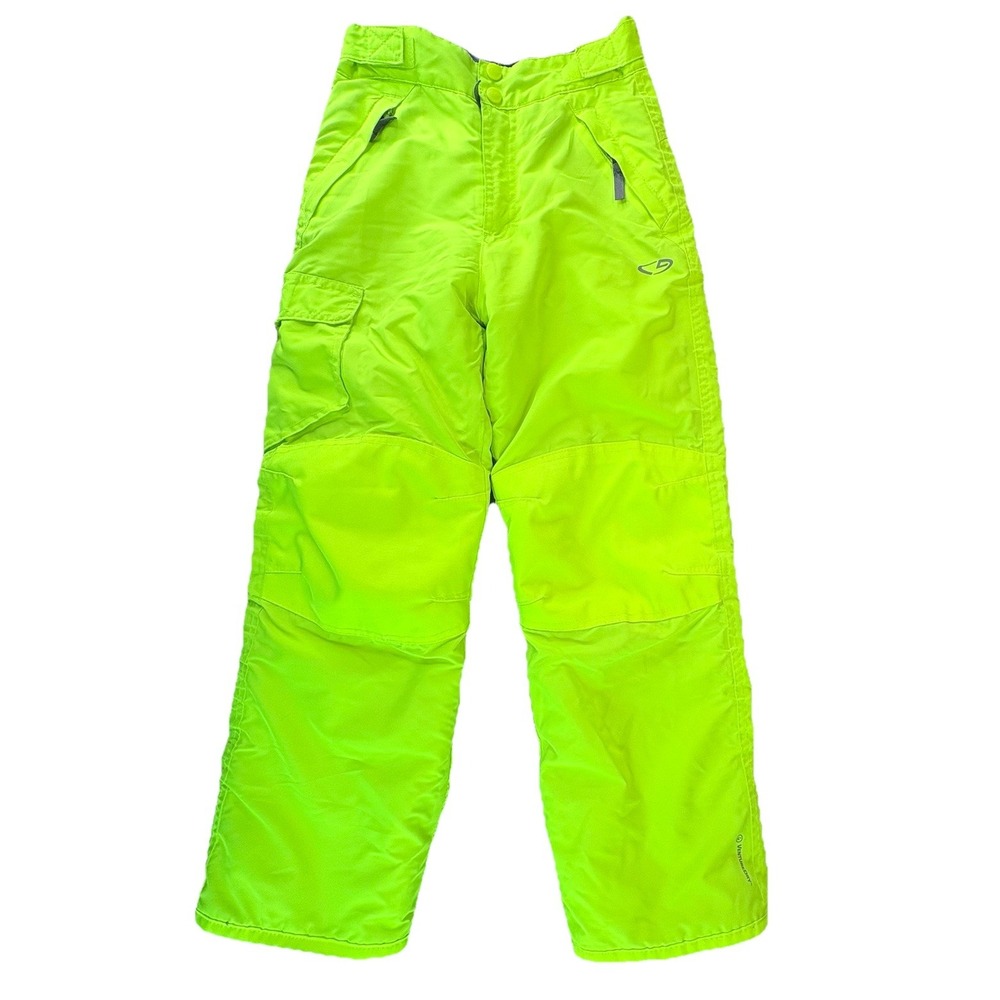 Champion boys neon green snow ski pants M 8-10 water resistant Insulated